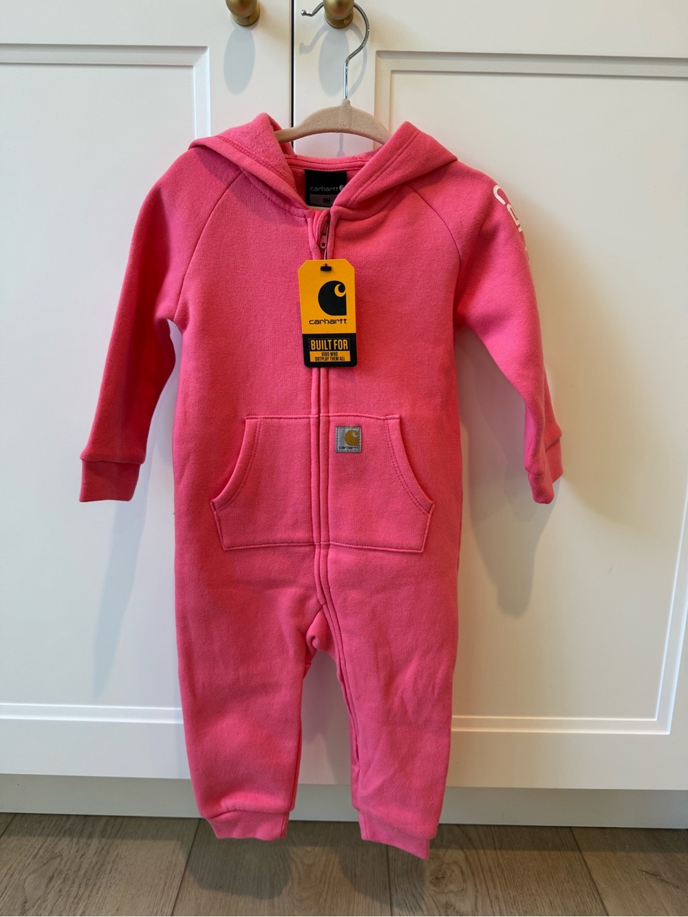 Carhartt Baby 9M Pink Hooded Zip Coverall Romper NWT